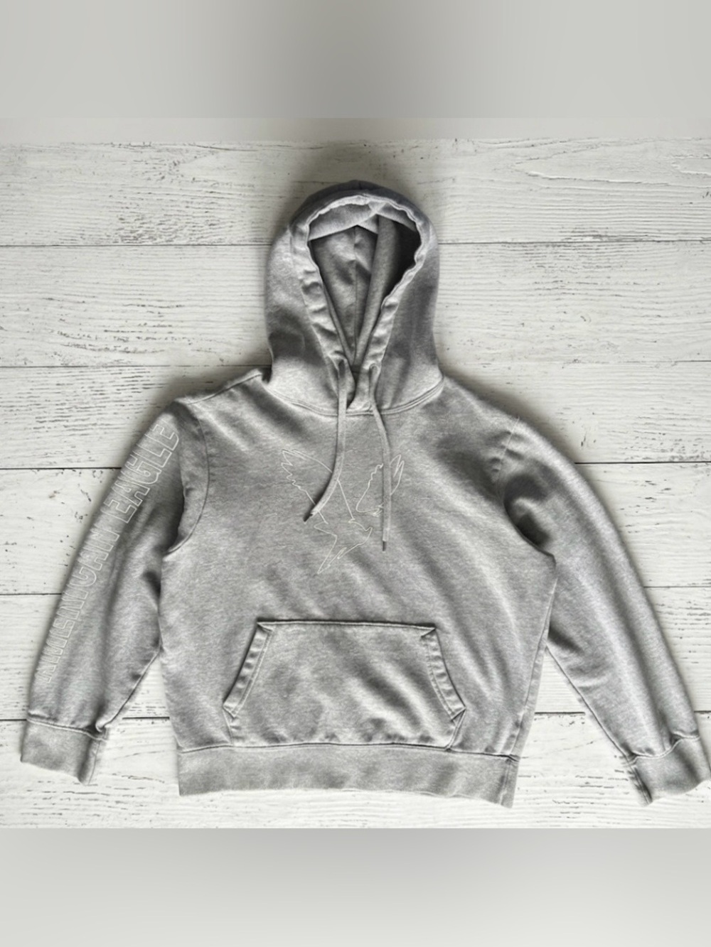 American Eagle Heather Grey Soft Graphic Hoodie Men’s Medium